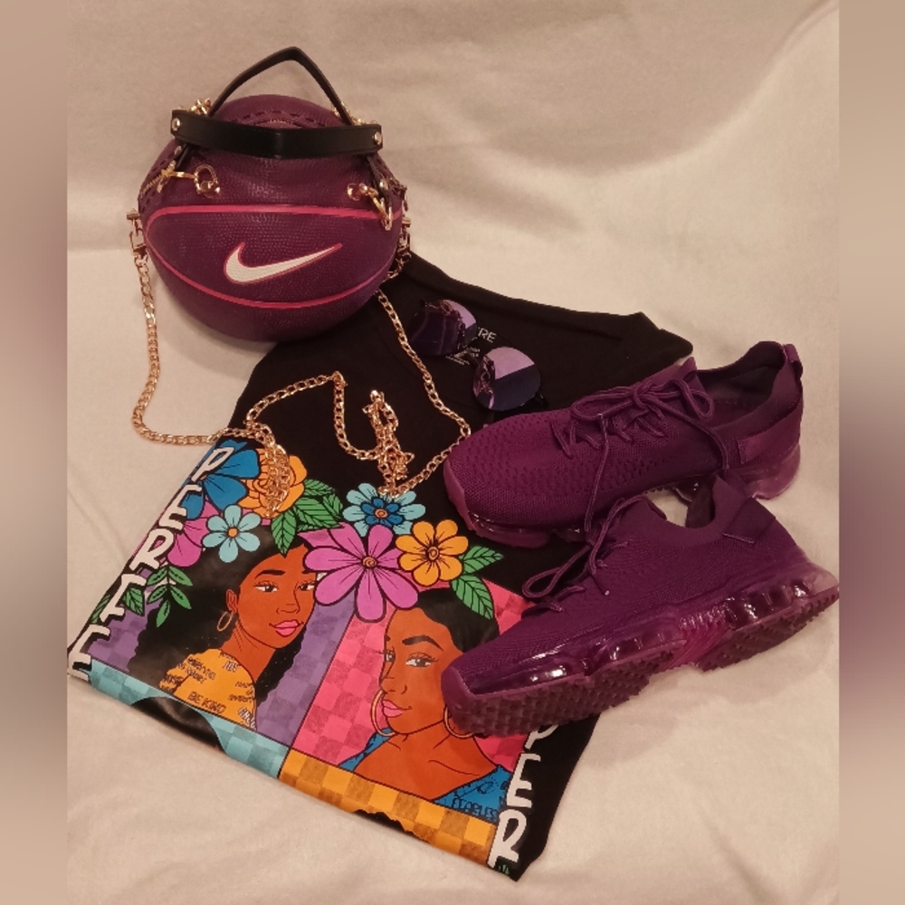 NWT NEW LIMITED EDITION HANDMADE NIKE SKILLS PURPLE/PINK π©·π BASKETBALL PURSEπ - Picture 5 of 16